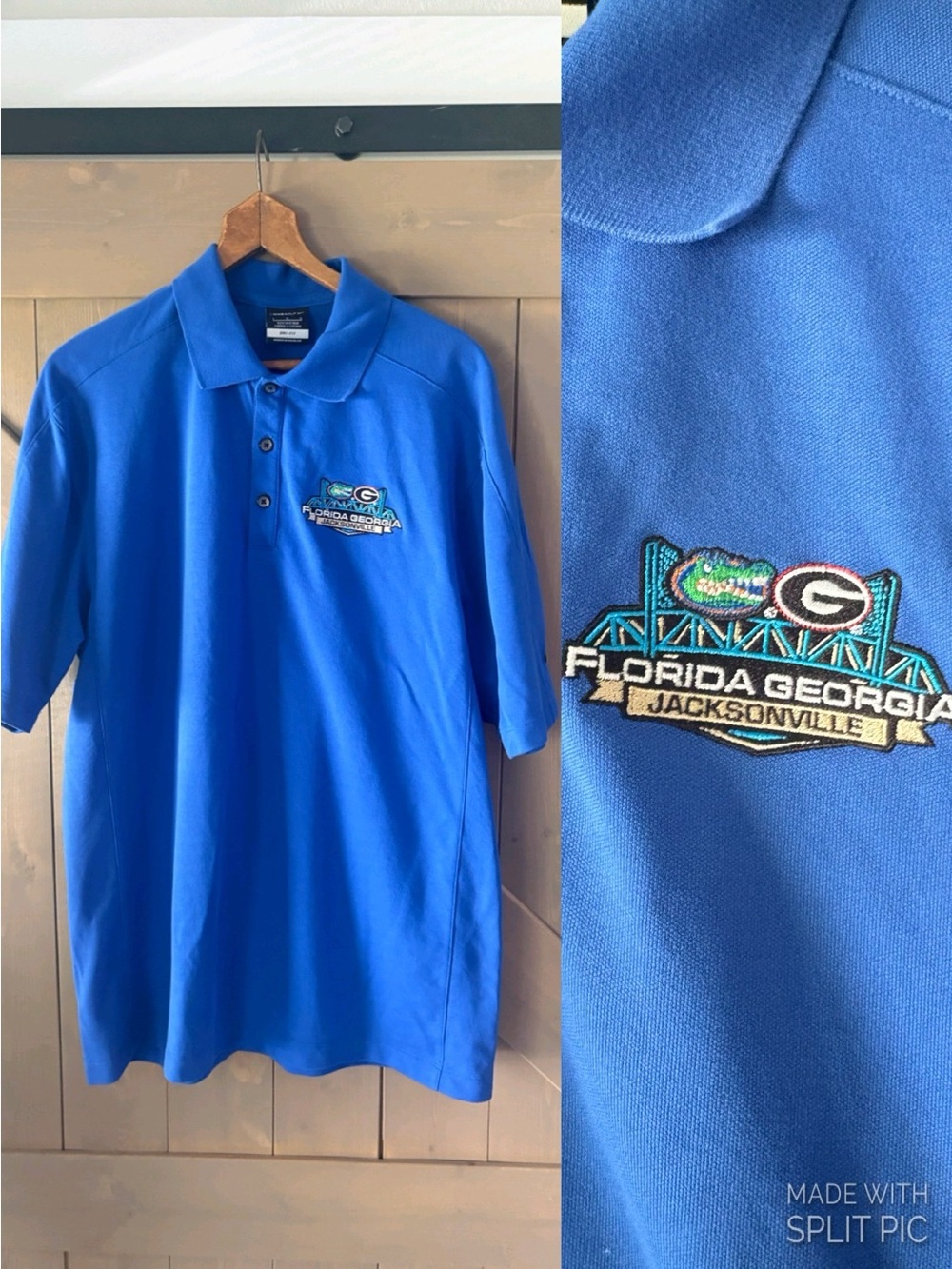 NWOT Nike Men's L Blue Polo Embroidered Gators/Bulldogs Florida Georgia Game